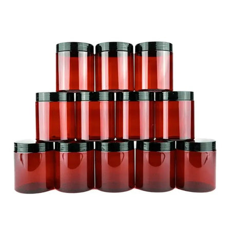 Amber Plastic Jars - 16 Oz