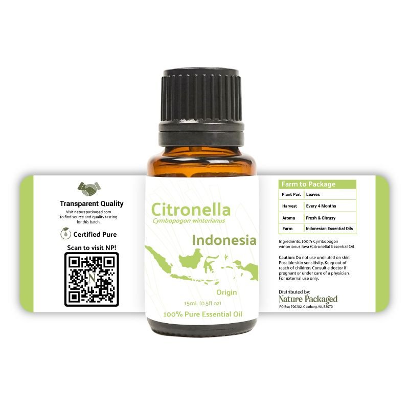Citronella Essential Oil - From Indonesian Essential Oils - Nature Packaged