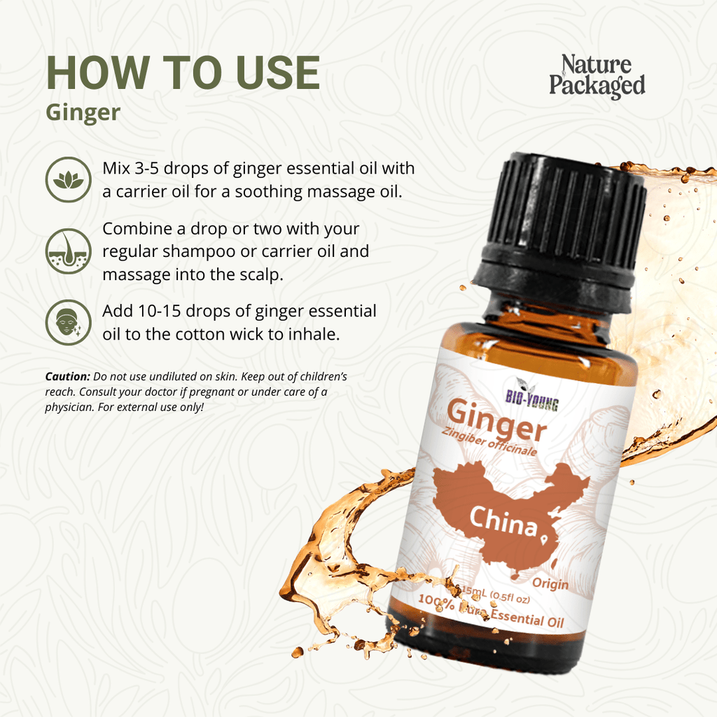 Ginger Root Essential Oils - From Bio - Young Aromas - Nature Packaged