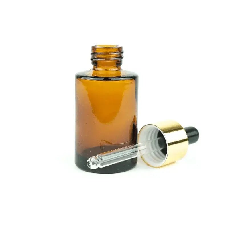 Glass Serum Amber 1oz Dropper Bottle - Luxurious - Nature Packaged