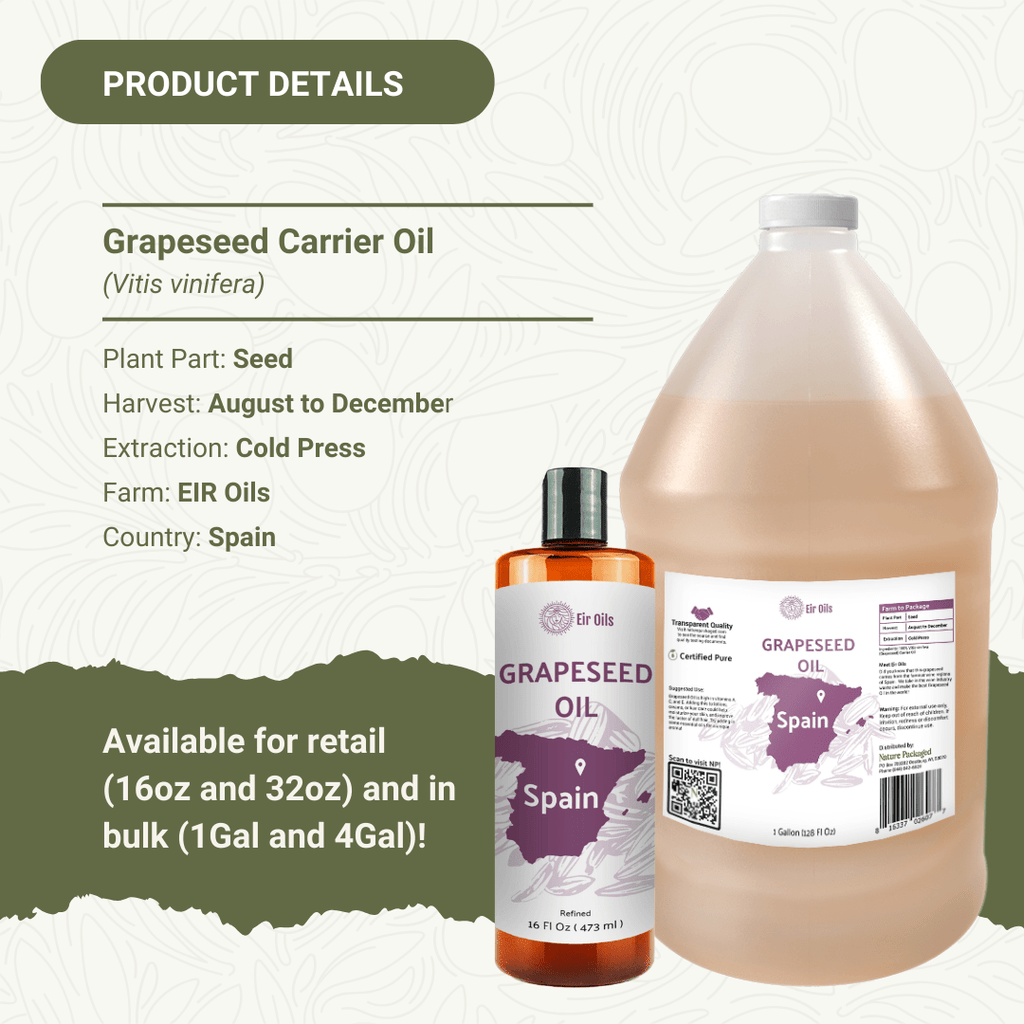Grapeseed Carrier Oil - From Eir Oils - Nature Packaged