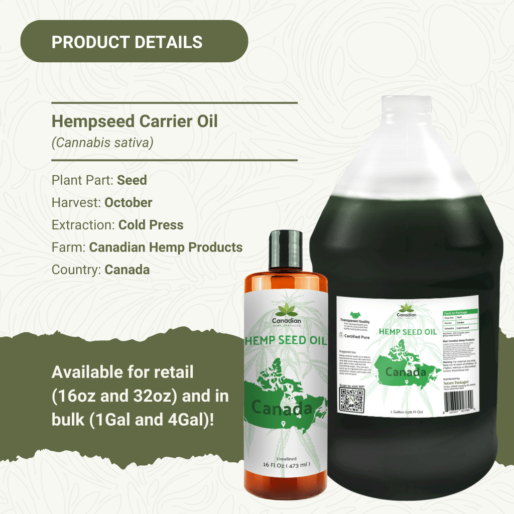 Hemp Seed Carrier Oil - From Canadian Hemp Products - Nature Packaged