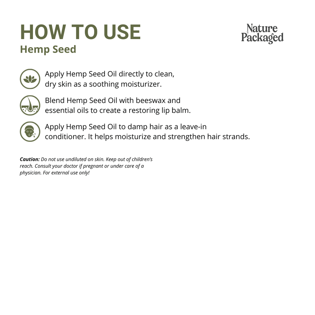 Hemp Seed Carrier Oil - From Canadian Hemp Products - Nature Packaged