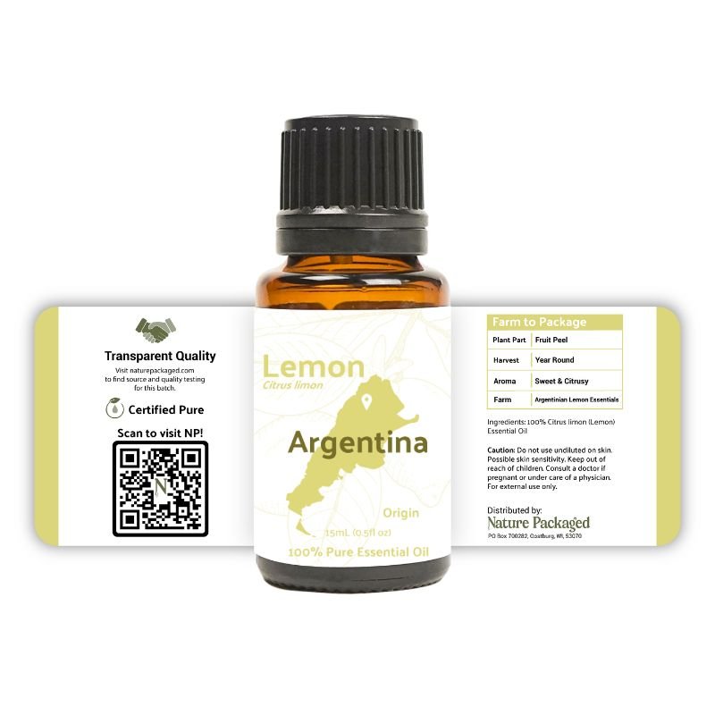Lemon Essential Oil - From Argentinian Lemon Essentials - Nature Packaged
