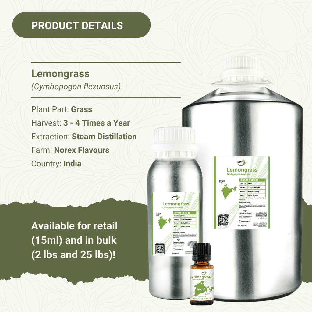 Lemongrass Essential Oil - From Norex Flavours - Nature Packaged