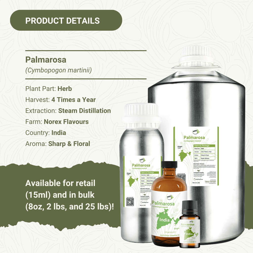 Palmarosa Essential Oil - From Norex Flavours - Nature Packaged