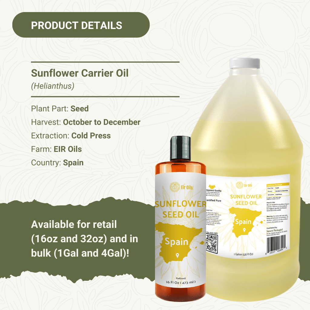 Sunflower Carrier Oil - From EIR Oils - Nature Packaged